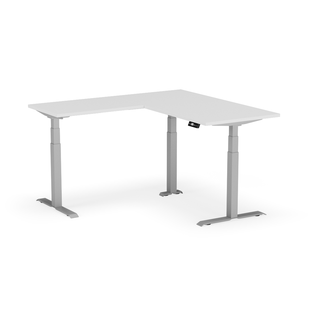 table haute l-shape 160cm gris blanc