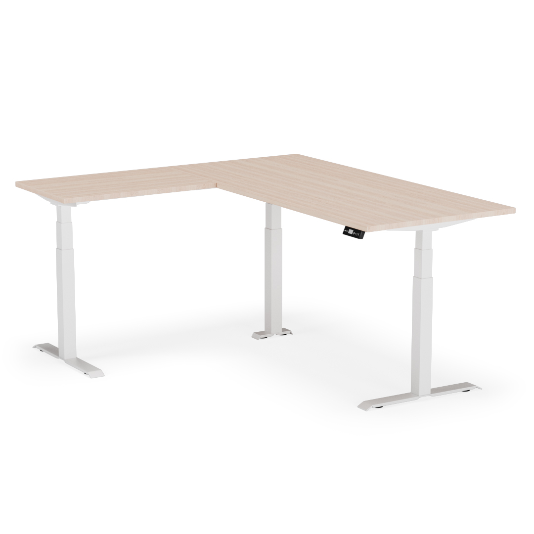 table haute l-shape 200cm blanc chêne