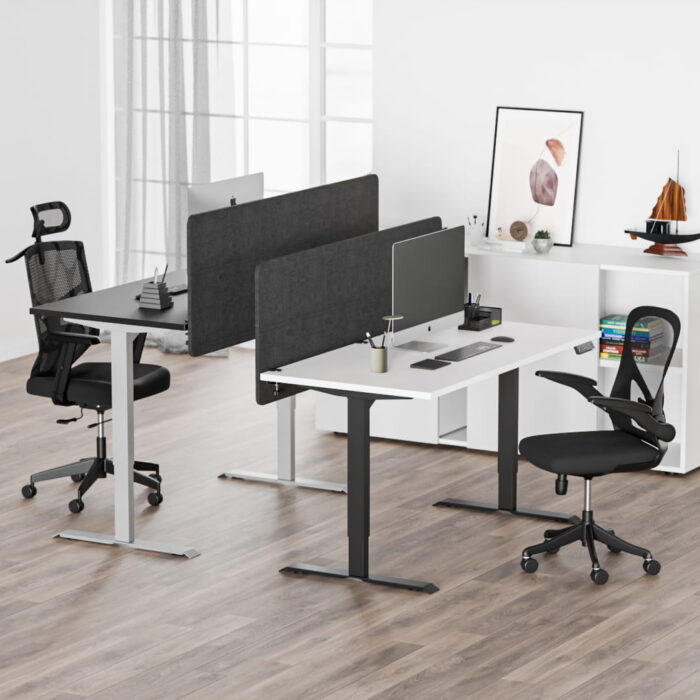 Tisch Akustik Rücktrennwand Anthrazit im Büro